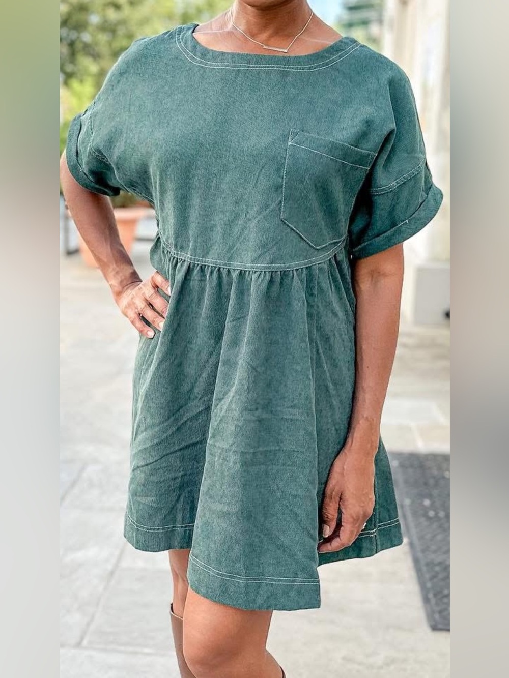 Forest Green Women's Drop-Waist Casual Dress